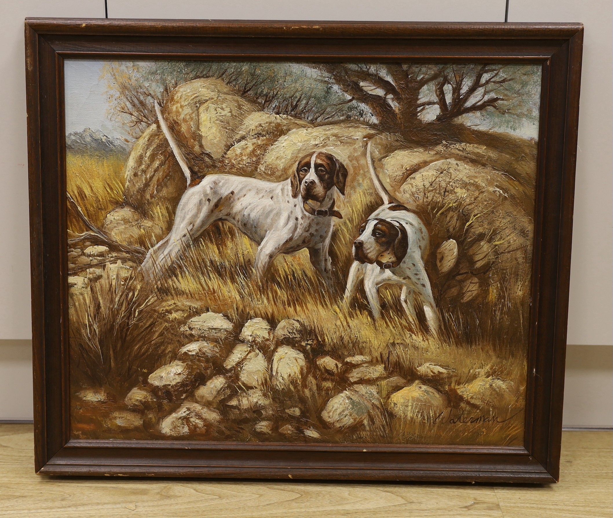 Waterman, oil on canvas, Study of two pointers, signed, 50 x 60cm